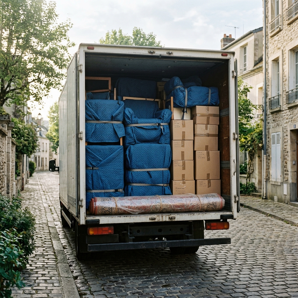 Camion de déménagement Brignon & Fils chargé avec soin et méthode