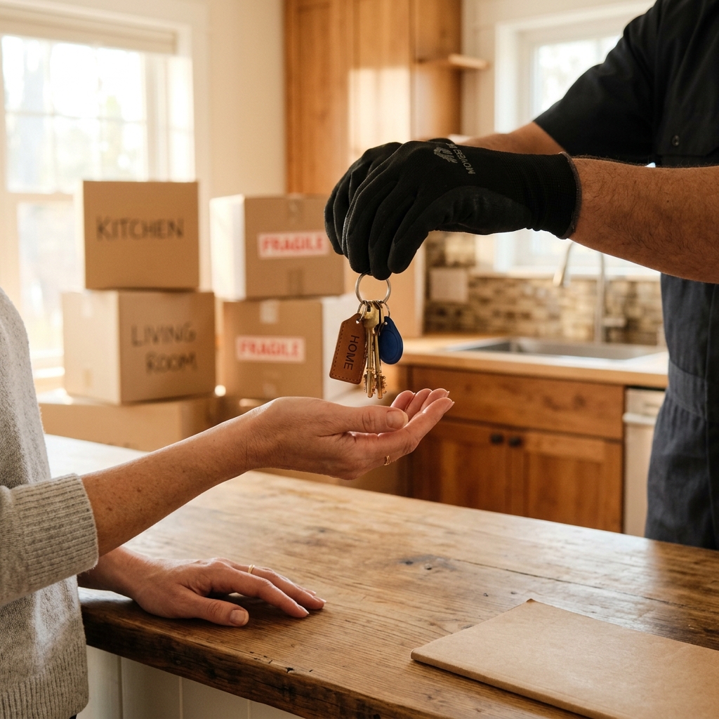 Remise des clés du nouveau logement après déménagement