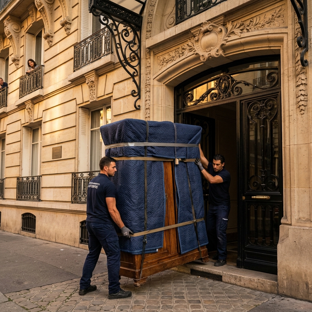 Déménagement résidentiel Brignon & Fils — déménageurs portant un canapé avec soin